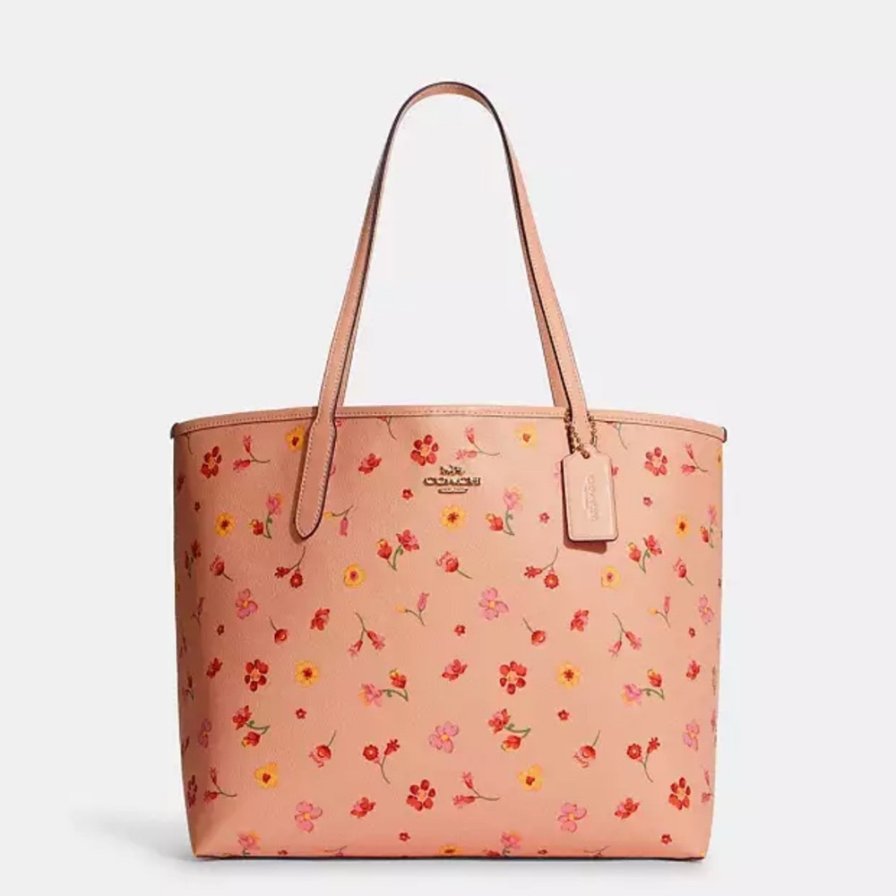Coach City Tote - Peach Floral Tote Bag